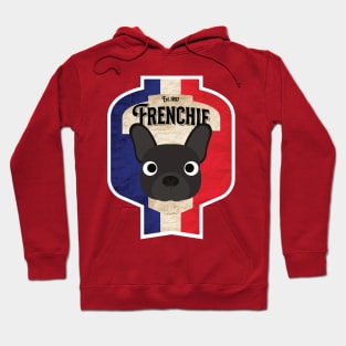 Frenchie - Distressed French Bulldog Beer Label Design Hoodie